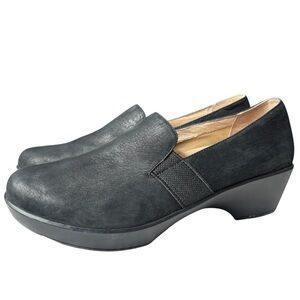 Dansko Jessica Black Nubuck Leather Comfort Clogs Shoes Loafers Sz 42 US 11.5 12